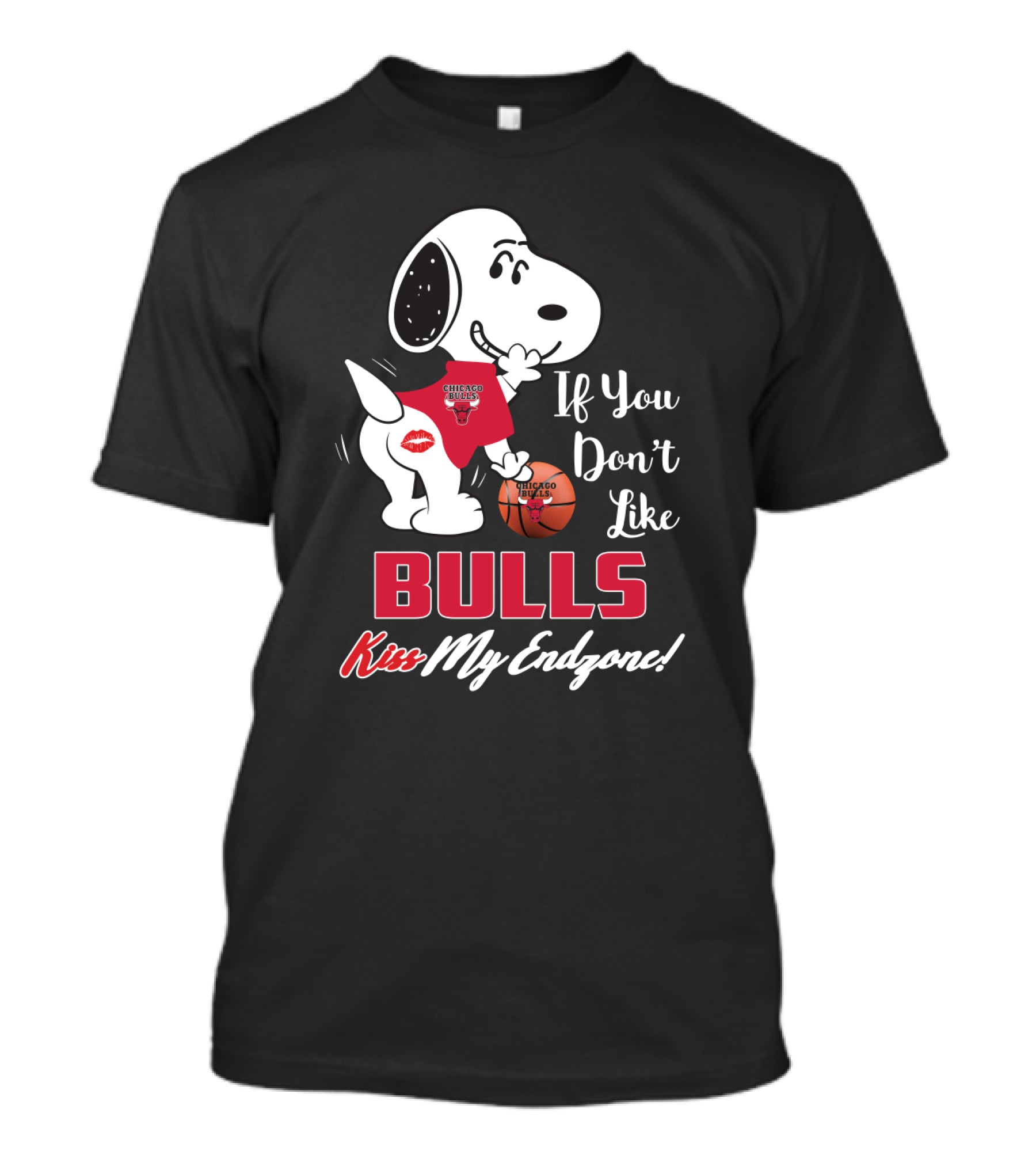 If You Don't Like Bulls Kiss My Endzone Snoopy Chicago Bulls T-Shirt