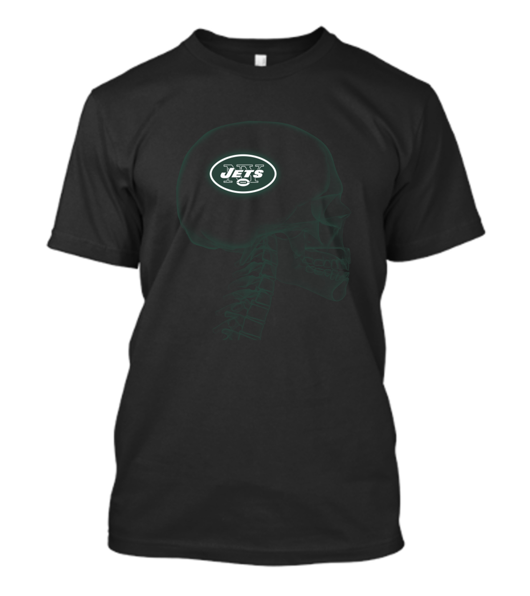 New York Jets Skull Brain Halloween Fan Gear T-Shirt