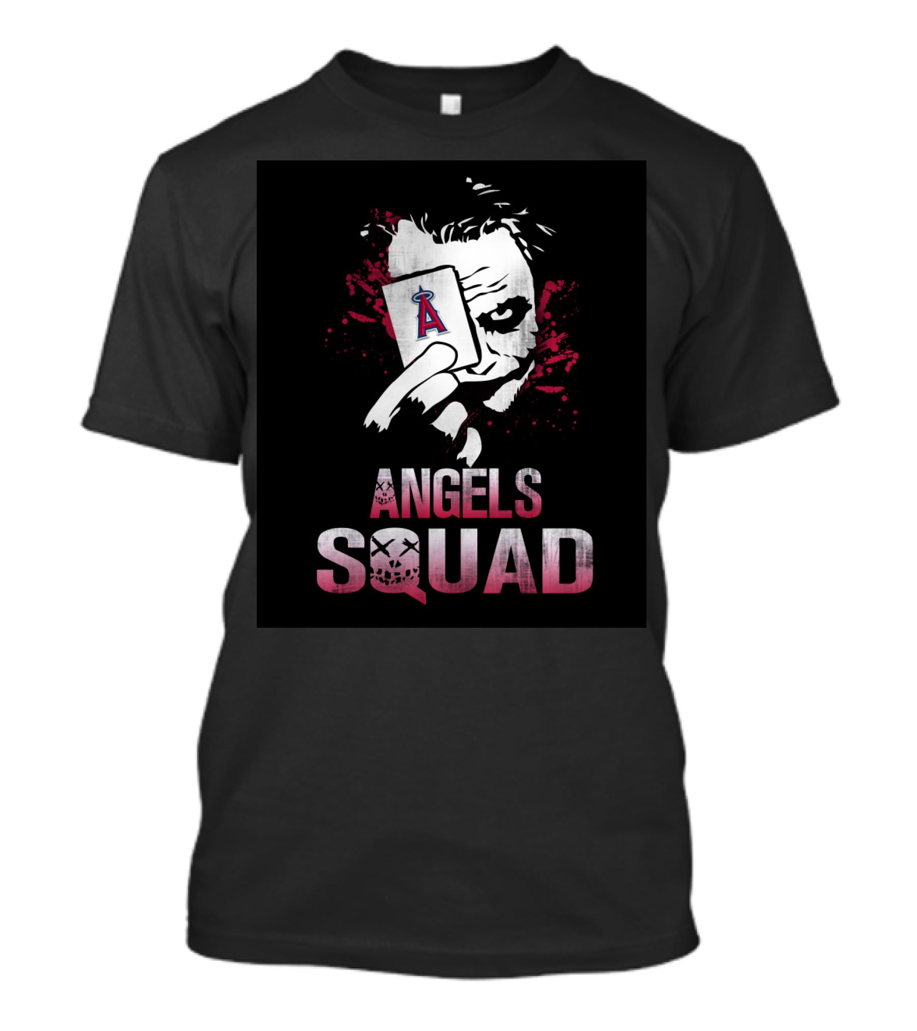 Angels Squad Joker Holding Los Angeles Angels Logo Card T-Shirt