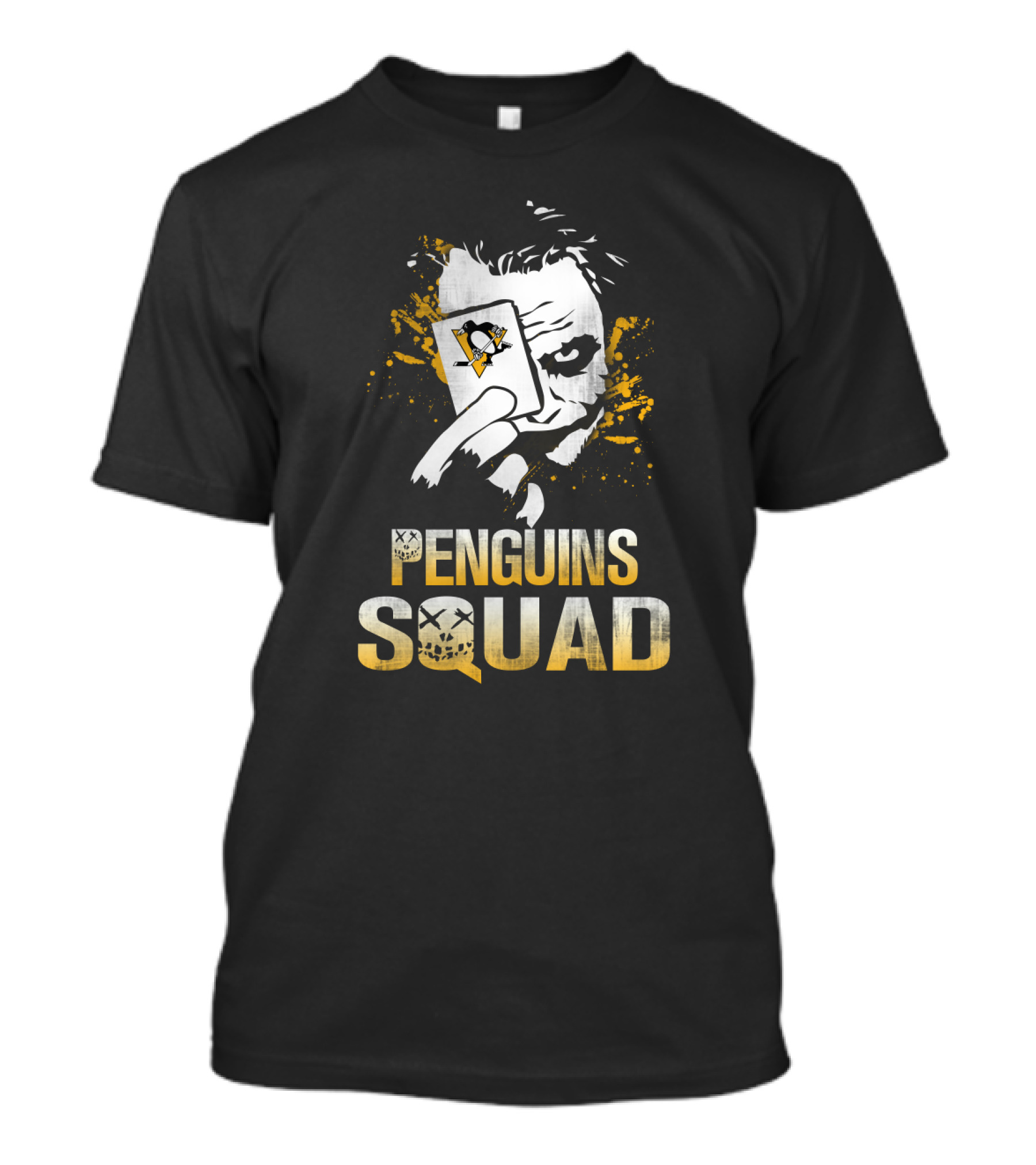 Joker Holding Pittsburgh Penguins Card With Penguins Squad Text T-Shirt