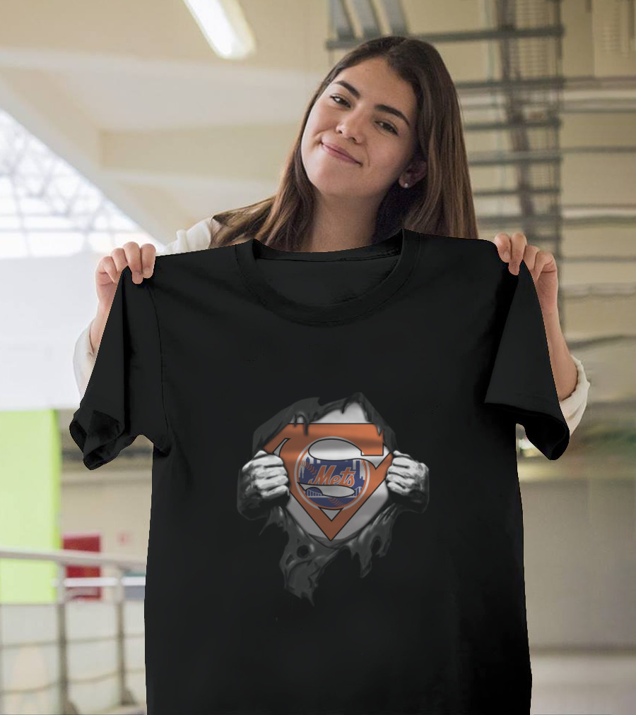 Superman New York Mets Fan Logo Crossover T-Shirt