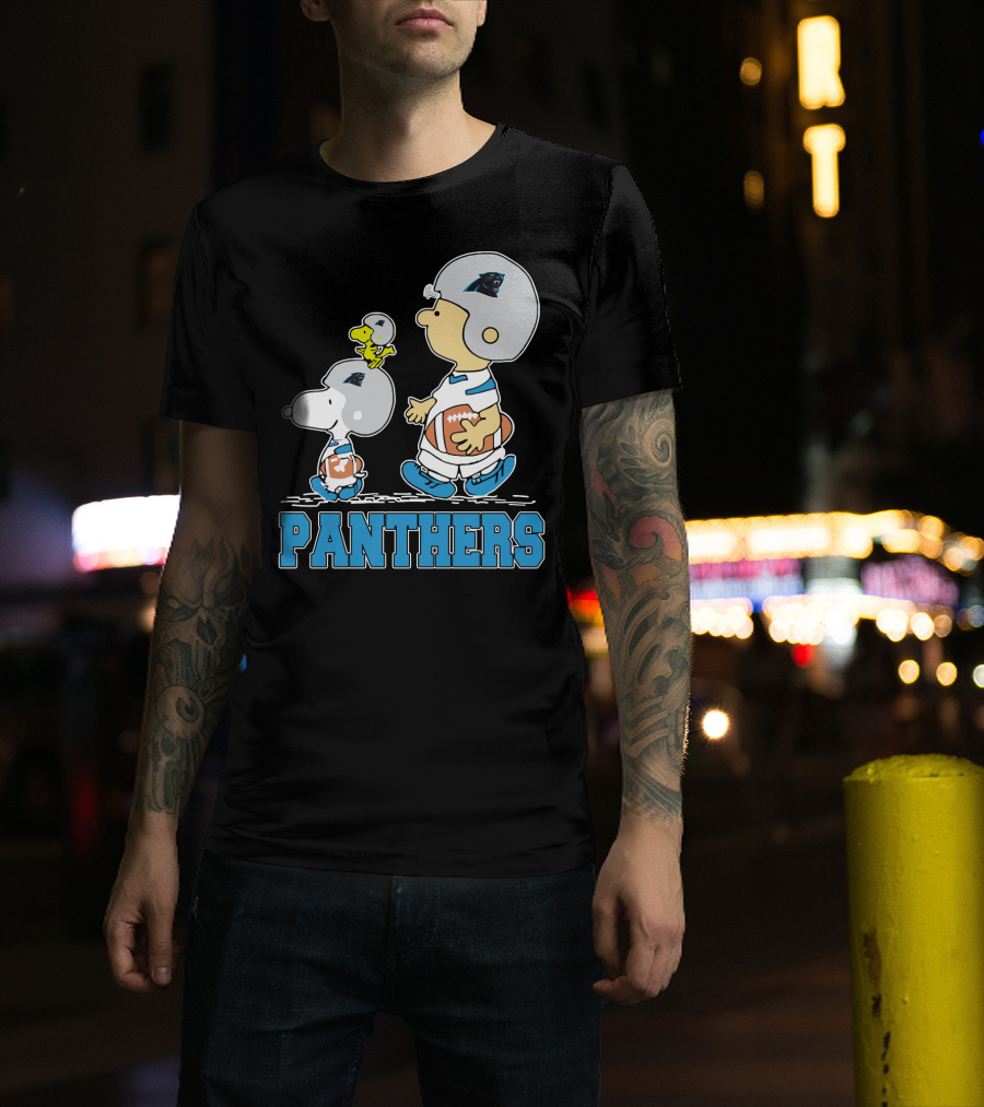 Snoopy Woodstock Charlie Brown Carolina Panthers Fans T-Shirt