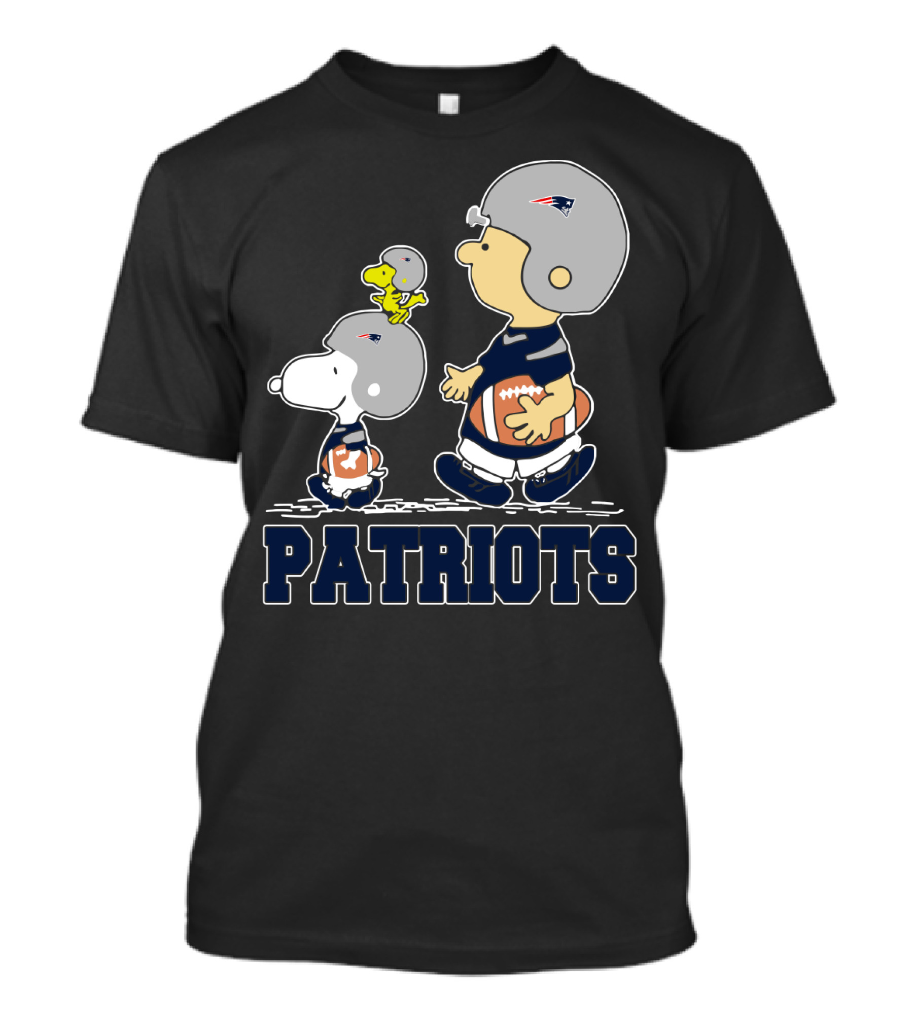Snoopy And Woodstock With New England Patriots Football Theme T-Shirt