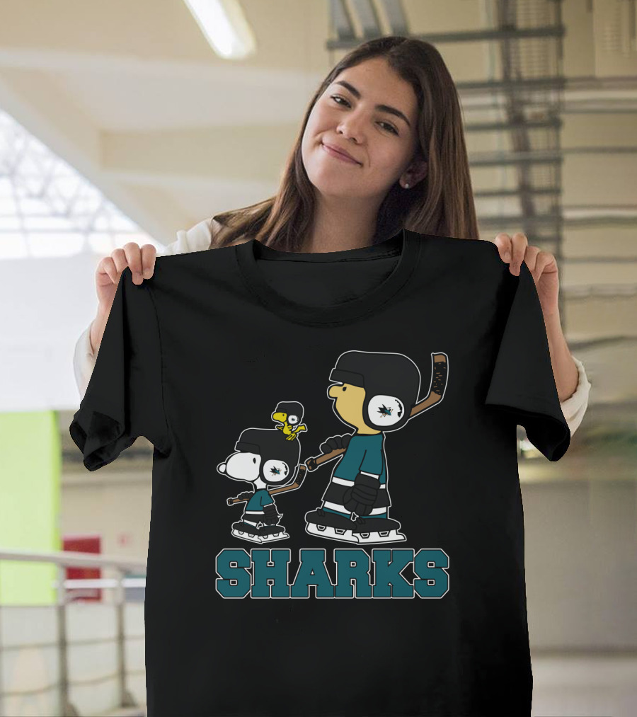 Snoopy And Woodstock San Jose Sharks Hockey Fans T-Shirt
