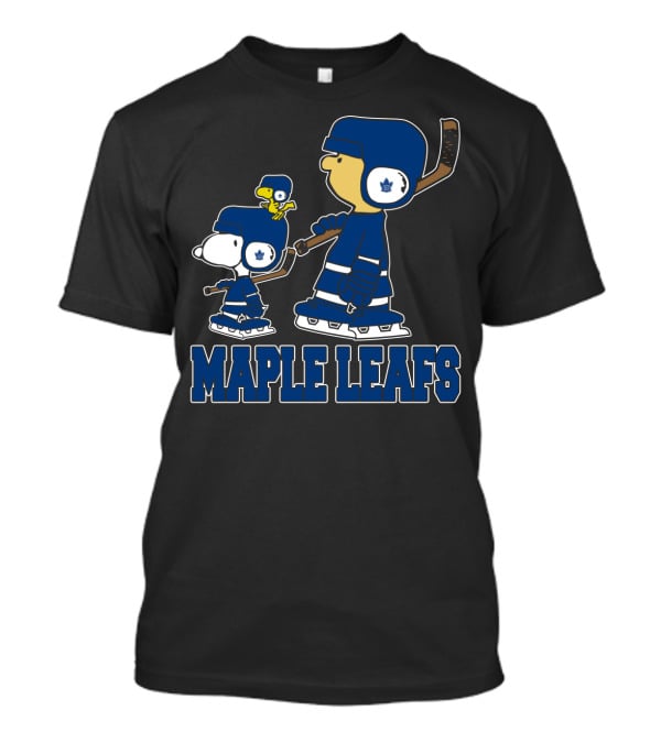 Snoopy And Woodstock With Toronto Maple Leafs Hockey Helmets And Ice Skates T-Shirt