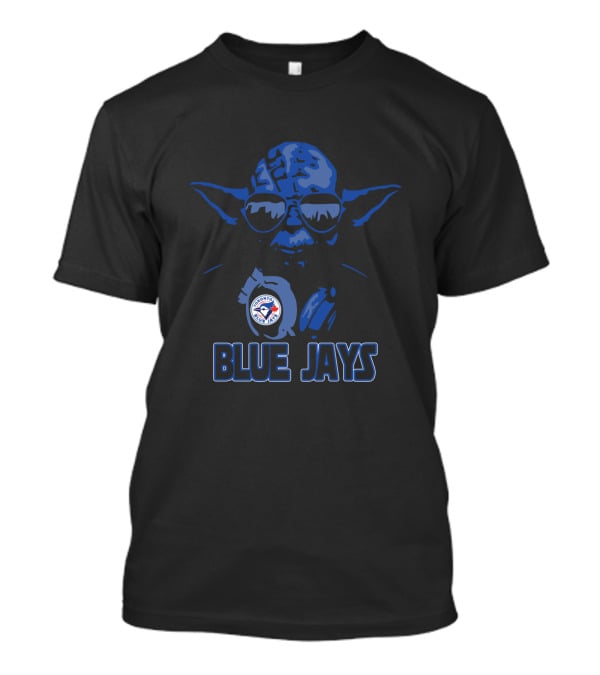 Yoda Star Wars Fan In Toronto Blue Jays Gear With Logo And Blue Jays Text T-Shirt