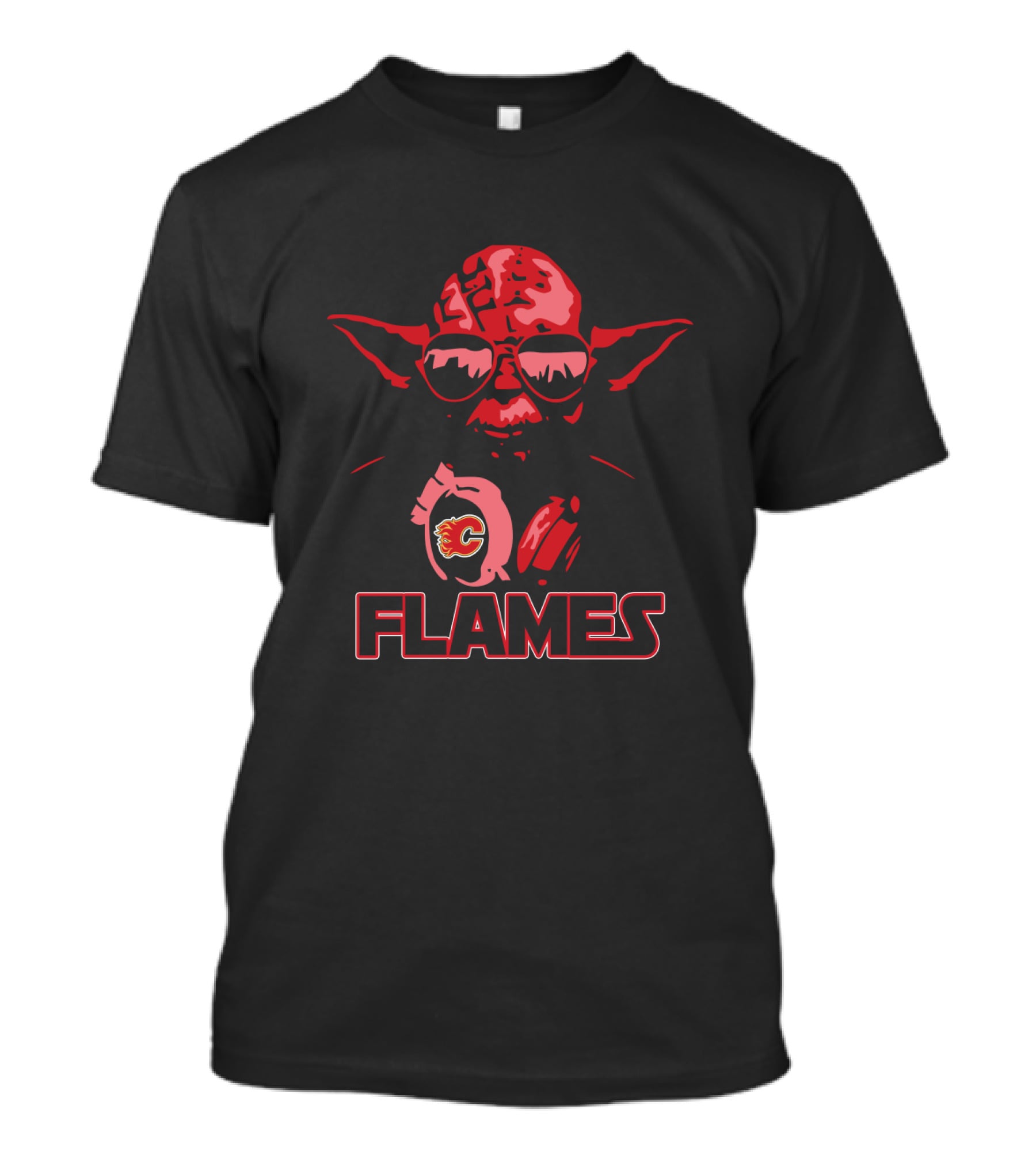 Yoda Flames Star Wars Calgary Flames Fans T-Shirt