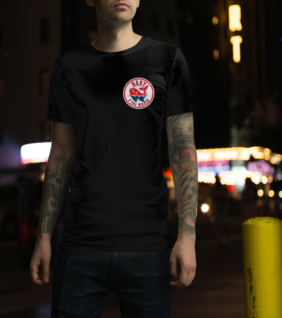 BABY FING WHALE Red Blue Whale Emblem T-Shirt