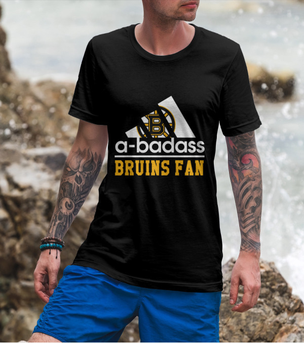 Boston Bruins Fan A-Badass Logo Black And Gold T-Shirt