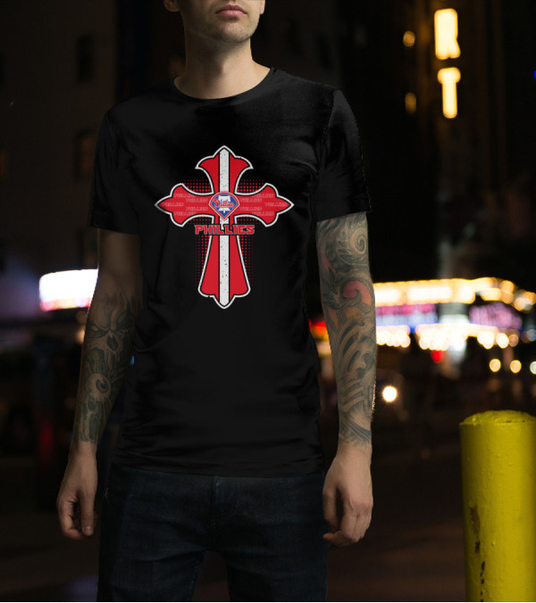 Philadelphia Phillies Red Cross Logo With White Stripe T-Shirt