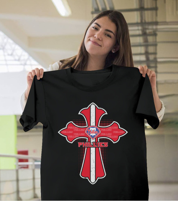 Philadelphia Phillies Red Cross Logo With White Stripe T-Shirt