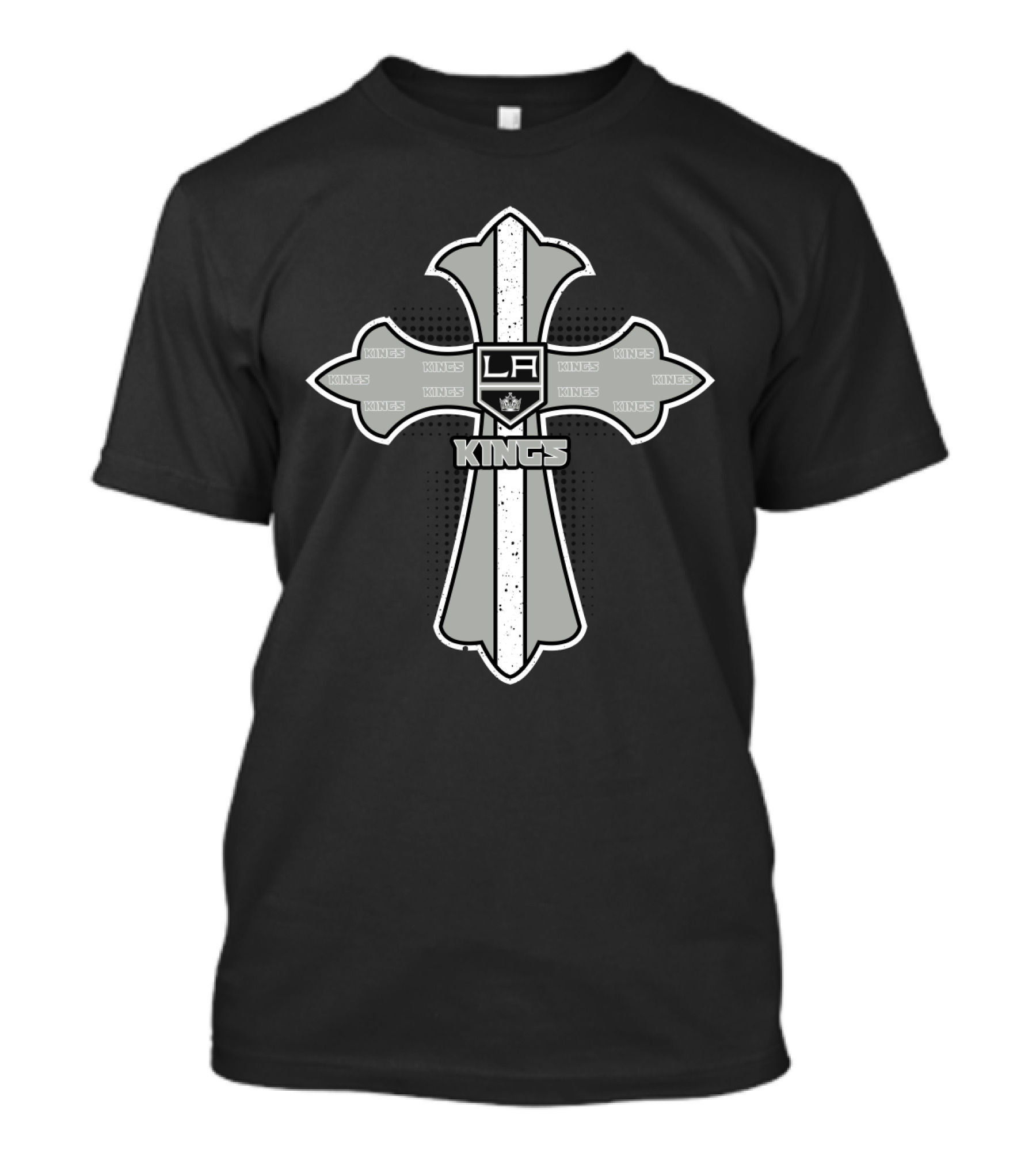 Cross For Jesus And La Kings Fans Kings Icon Black And White Tribute T-Shirt