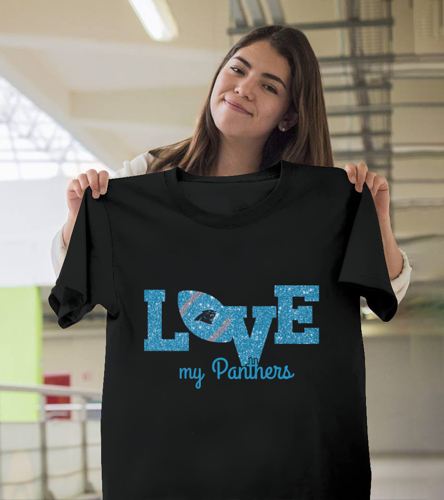 Sparkling Love My Panthers Football Fans T-Shirt