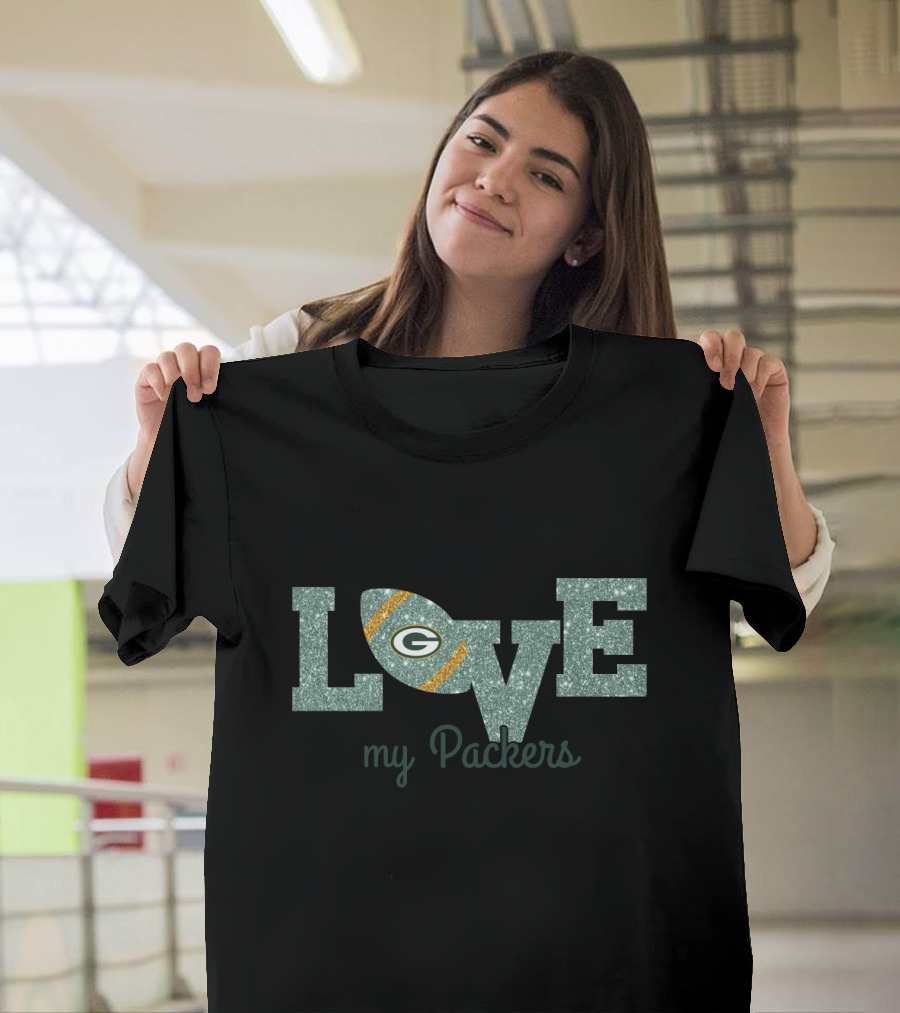 Glitter Love My Packers Green Bay Packers Fans T-Shirt