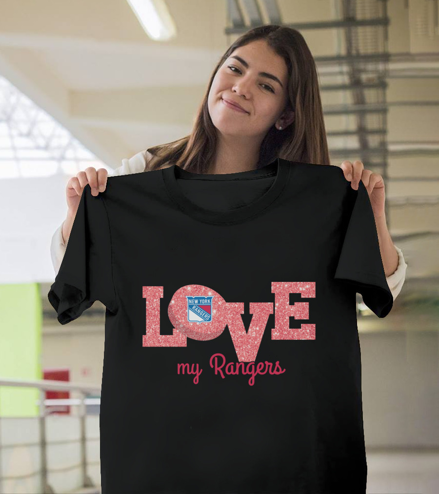 Glitter Love My New York Rangers Fans Enthusiasts Collection T-Shirt
