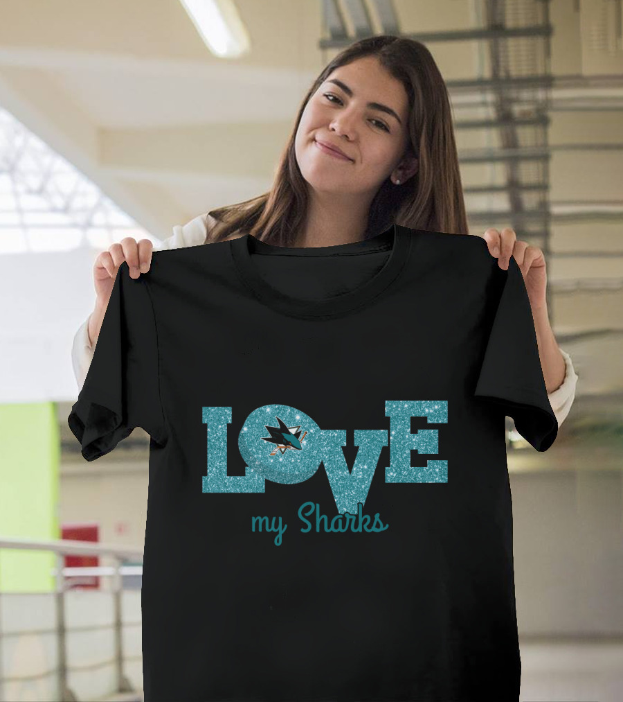 Sparkling Love My Sharks San Jose Enthusiasts T-Shirt