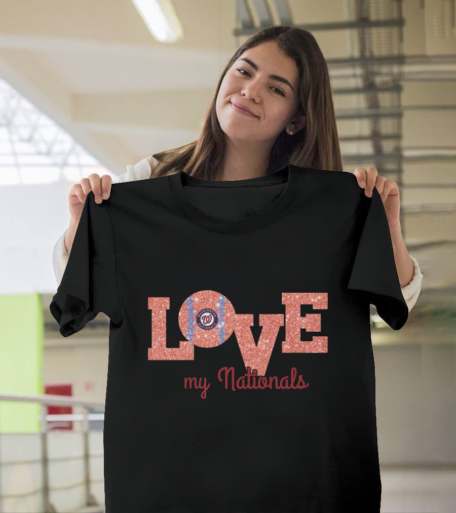 Glitter Love My Nationals Washington Fans Design Featuring W T-Shirt