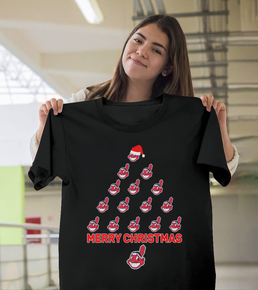 Merry Christmas Cleveland Indians Fans Christmas Tree T-Shirt