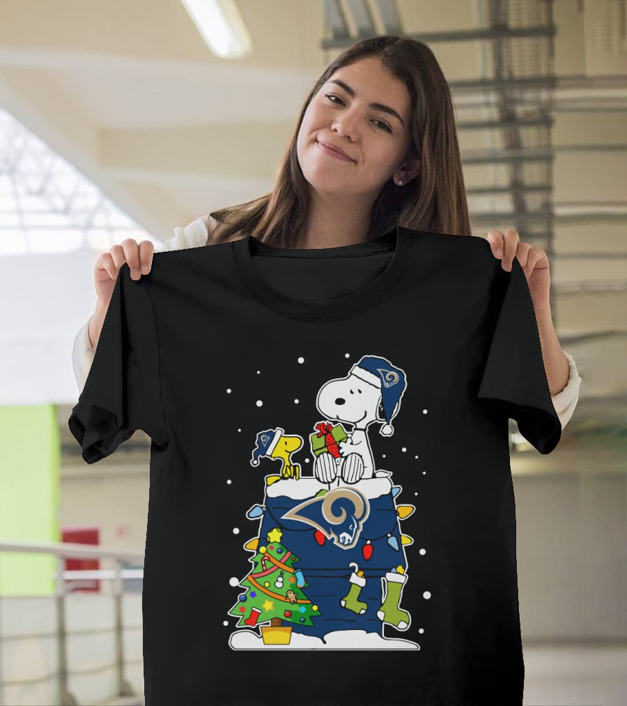 Los Angeles Rams Snoopy Woodstock Christmas Celebration T-Shirt