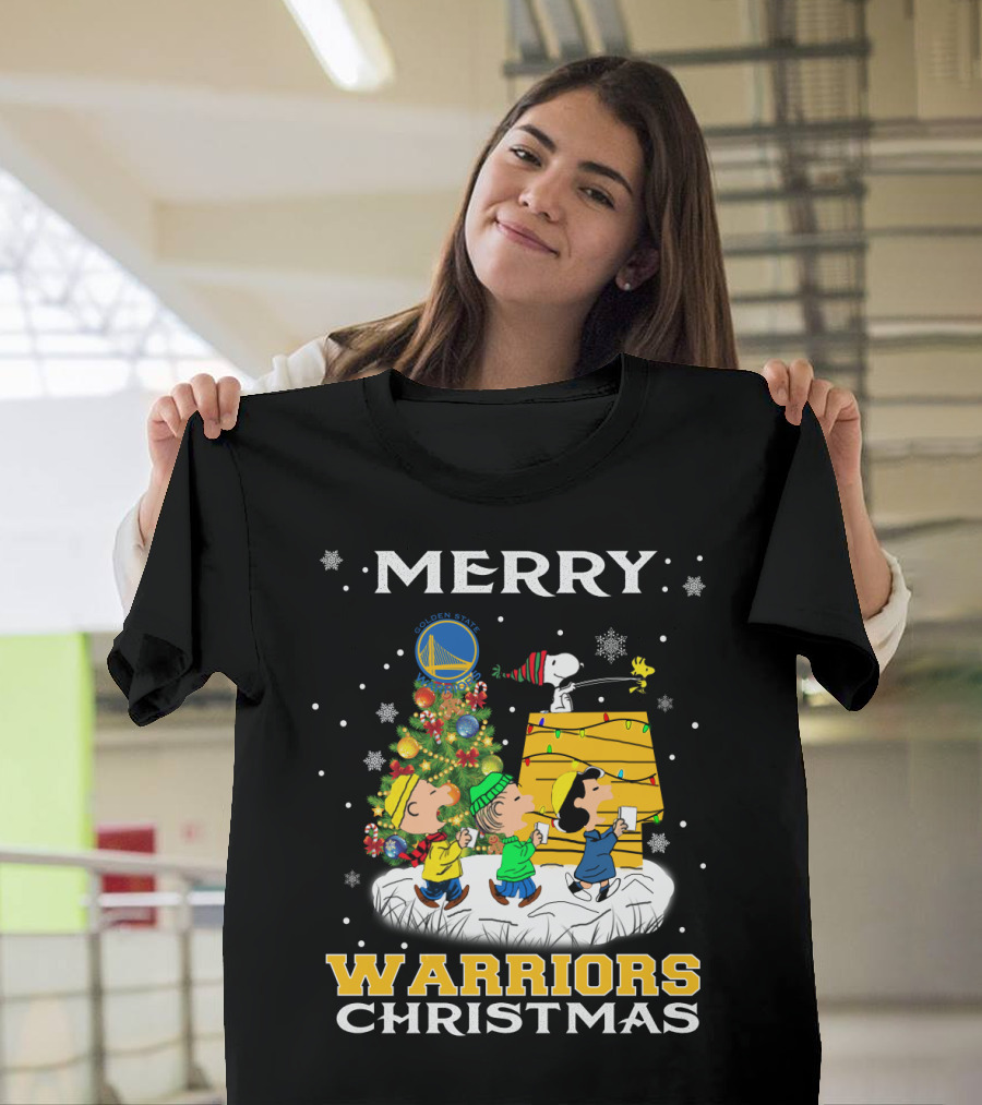 Merry Warriors Christmas Golden State Snoopy T-Shirt