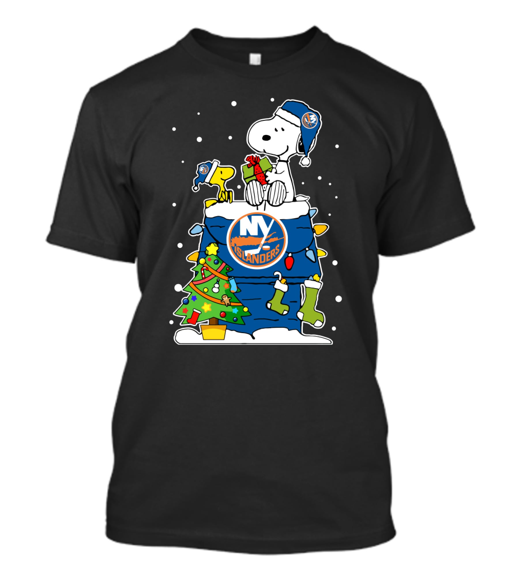 New York Islanders Snoopy And Woodstock Christmas Hockey Fans T-Shirt