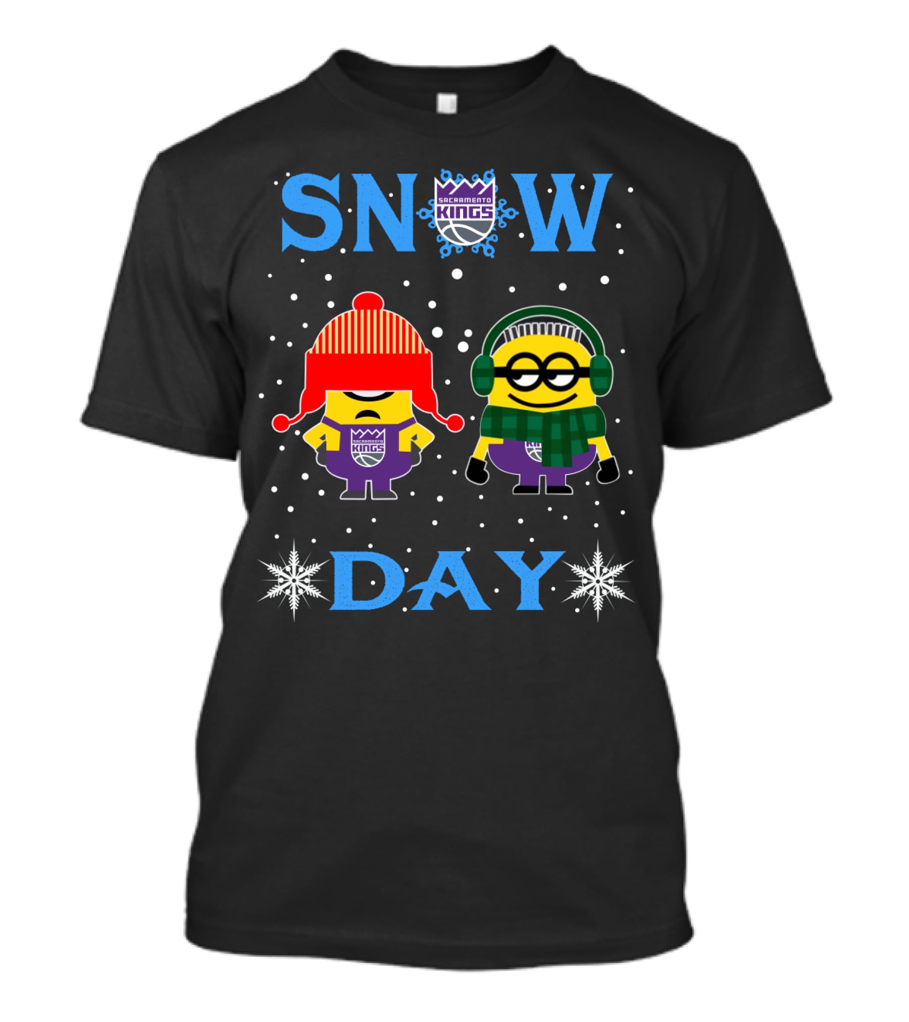 Snow Day Sacramento Kings Minions Fans Winter Fun T-Shirt