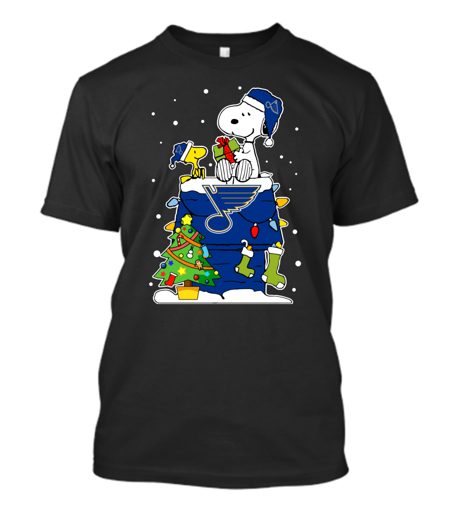 St. Louis Blues Christmas With Snoopy And Woodstock T-Shirt