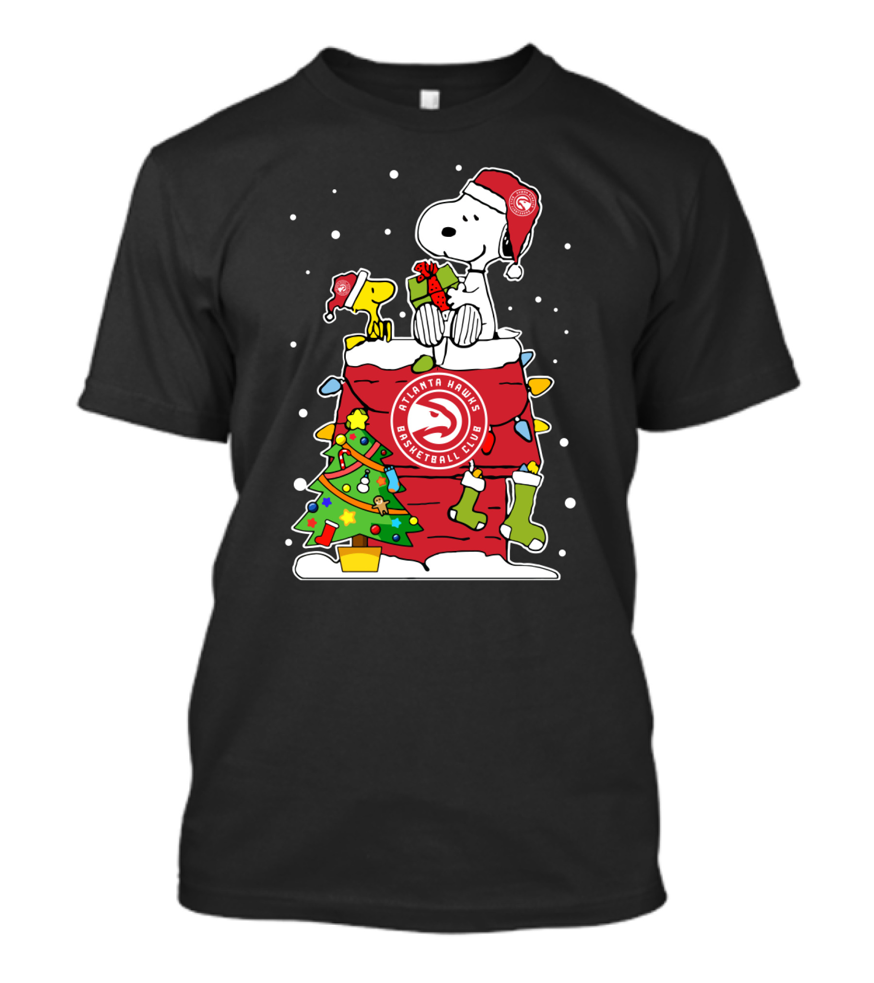 Atlanta Hawks Basketball Club Christmas Snoopy And Woodstock T-Shirt