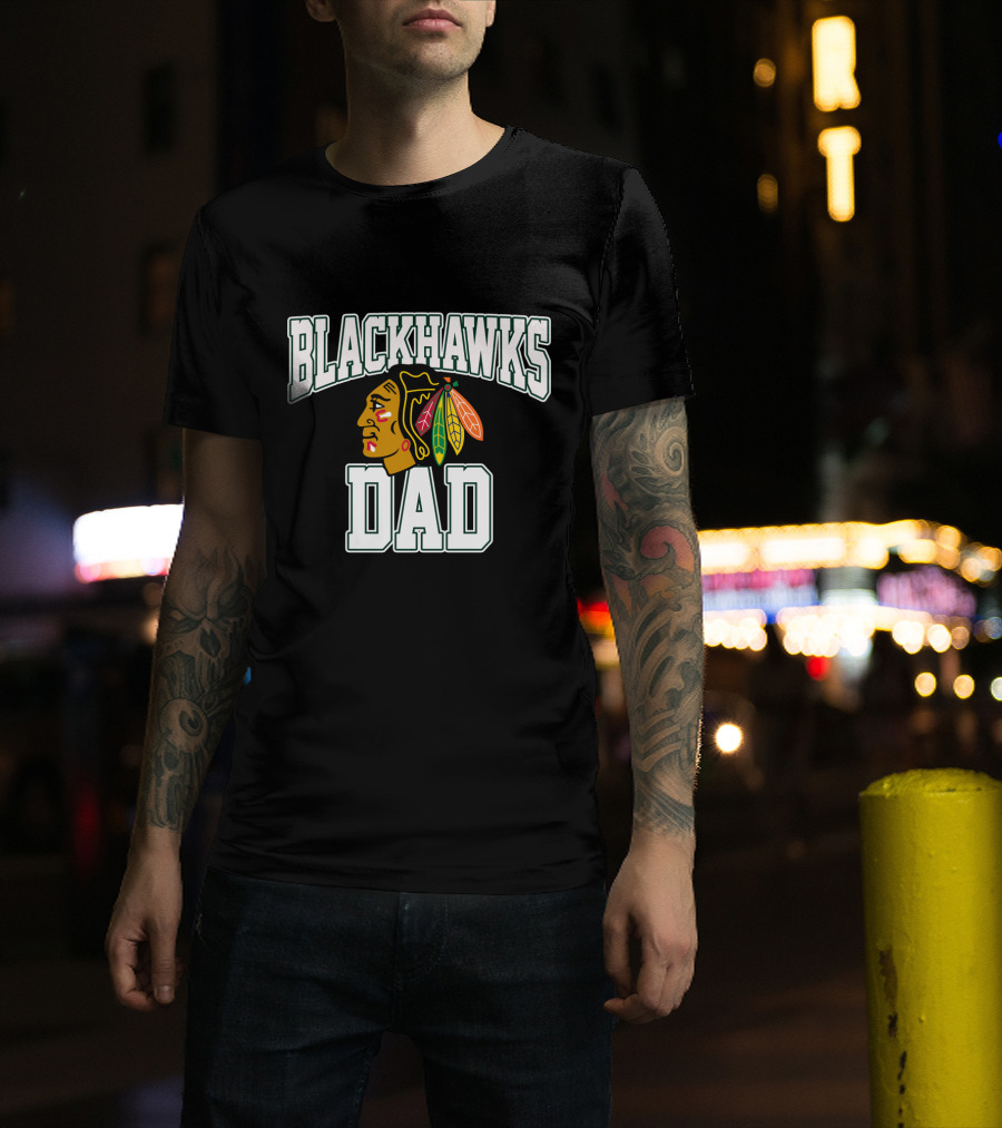 Chicago Blackhawks Dad Hockey Fan T-Shirt