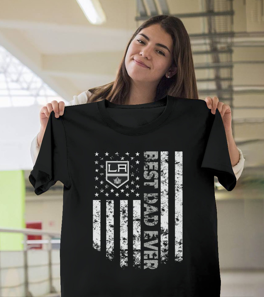 Los Angeles Kings Best Dad Ever American Flag T-Shirt