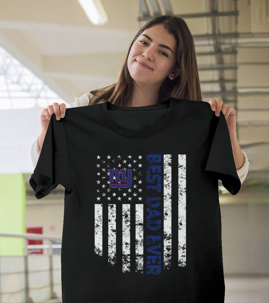 Best New York Giants Dad Ever American Flag T-Shirt