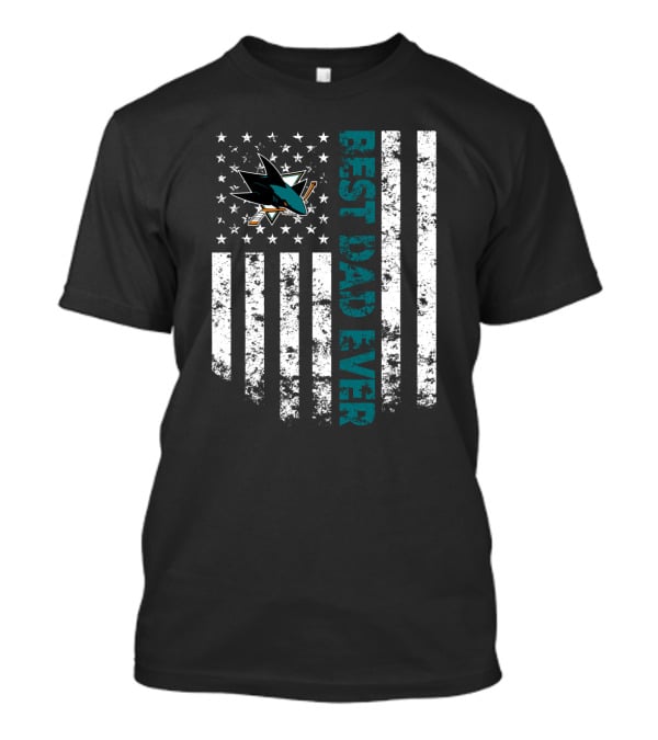 San Jose Sharks Best Dad Ever Patriotic Flag Style T-Shirt