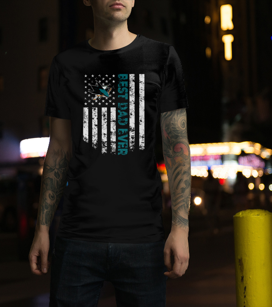 San Jose Sharks Best Dad Ever Patriotic Flag Style T-Shirt