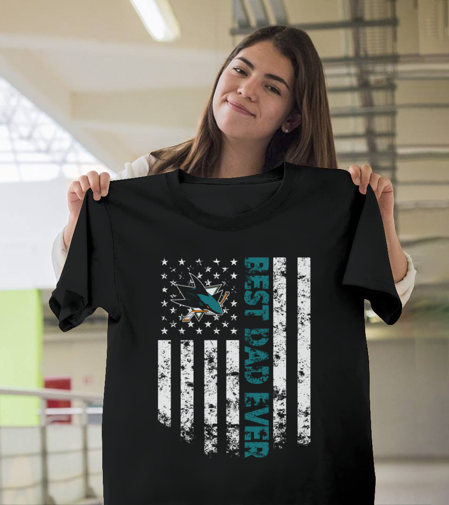 San Jose Sharks Best Dad Ever Patriotic Flag Style T-Shirt
