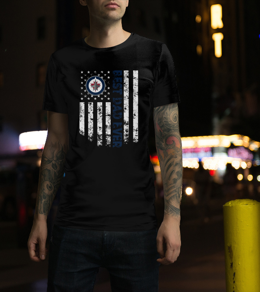 Best Winnipeg Jets Dad Ever American Flag T-Shirt