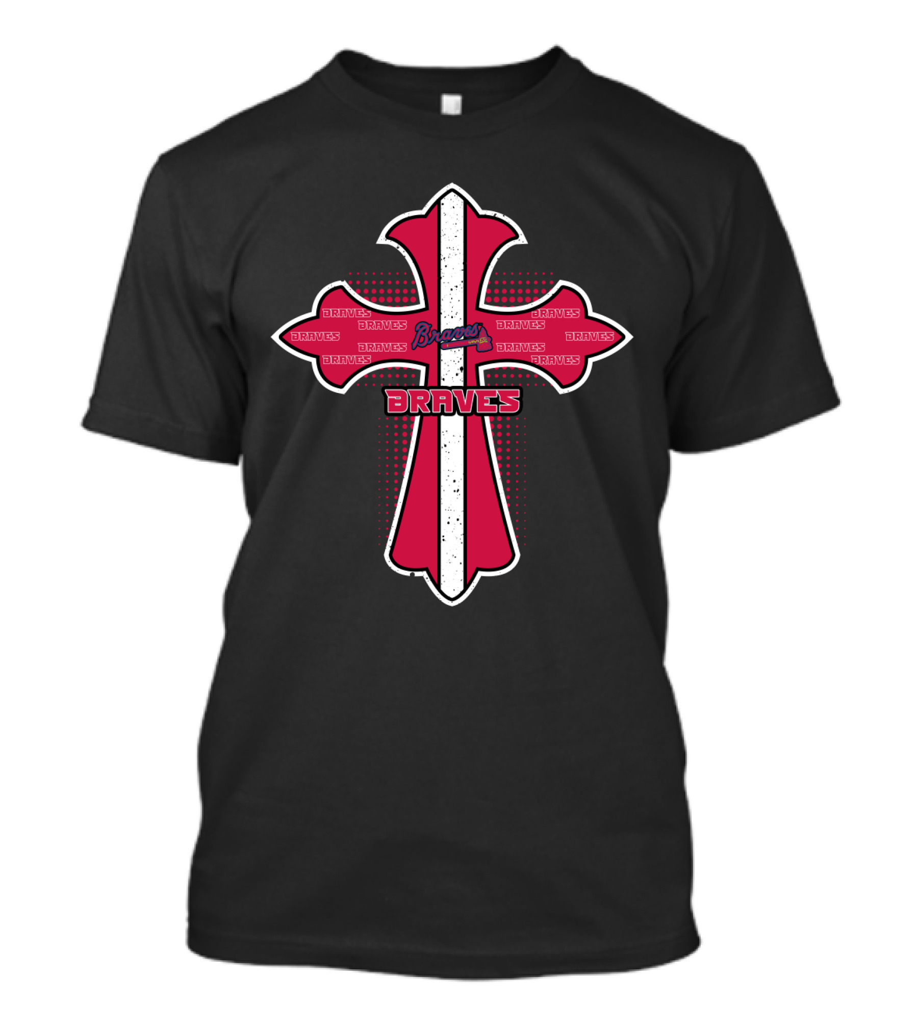 Atlanta Braves Fans Cross Featuring Team Logo And Repeated Braves Text T-Shirt
