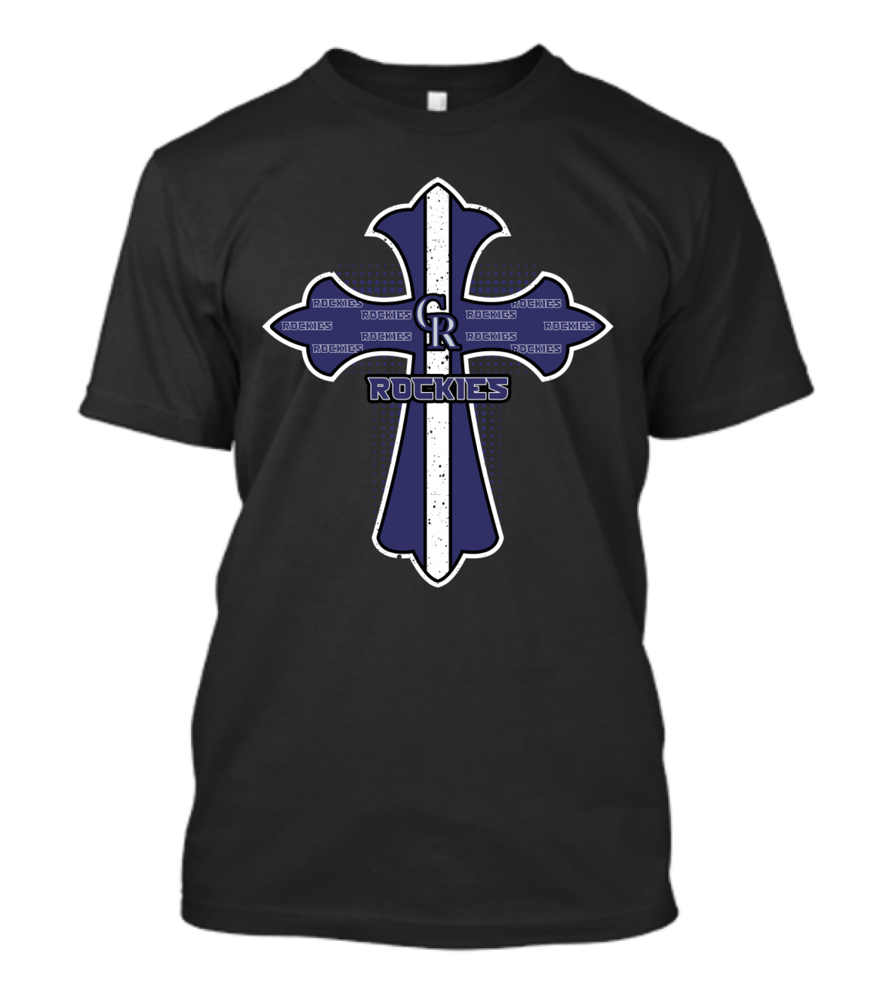 Colorado Rockies Baseball Logo And Cross Christian Faith Fan T-Shirt