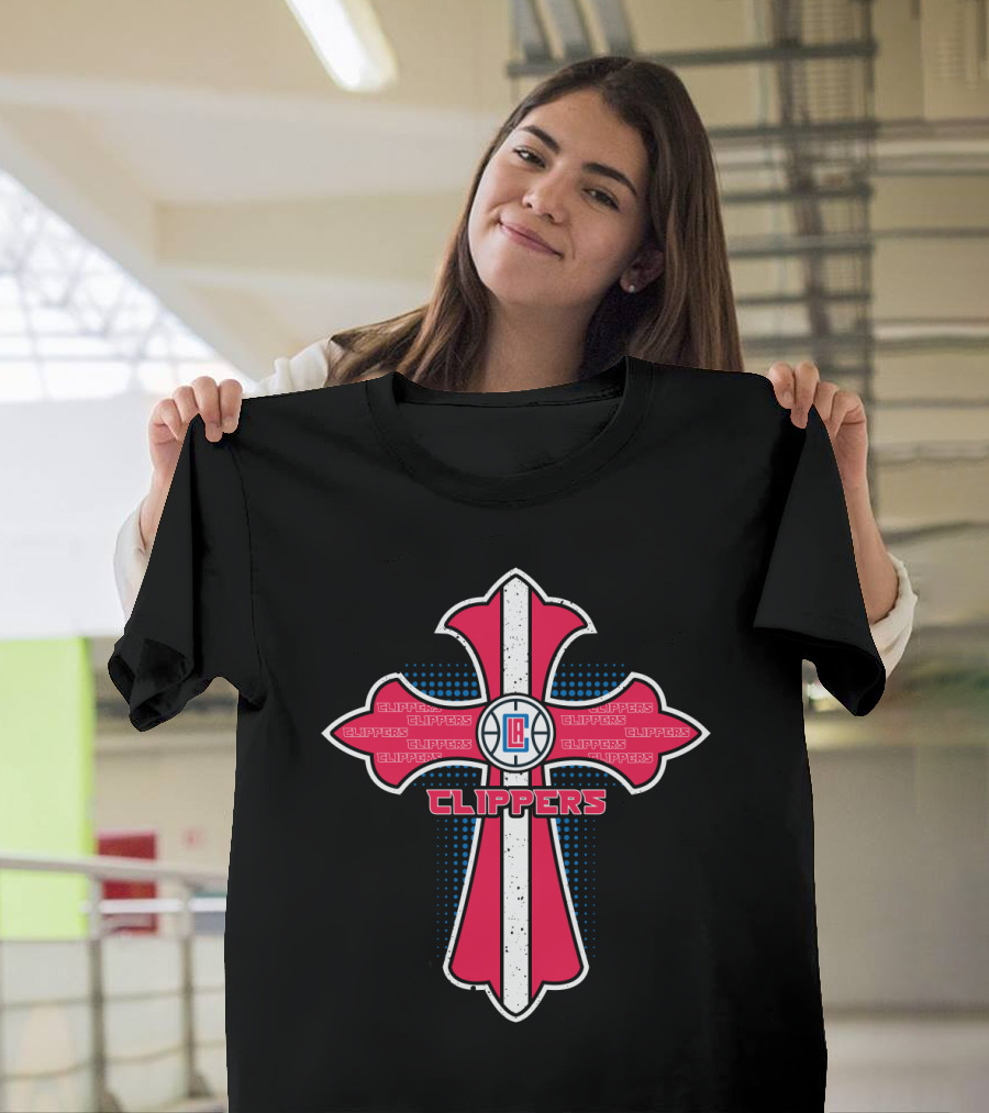 Cross Symbol With La Clippers Logo And Text For Fans T-Shirt
