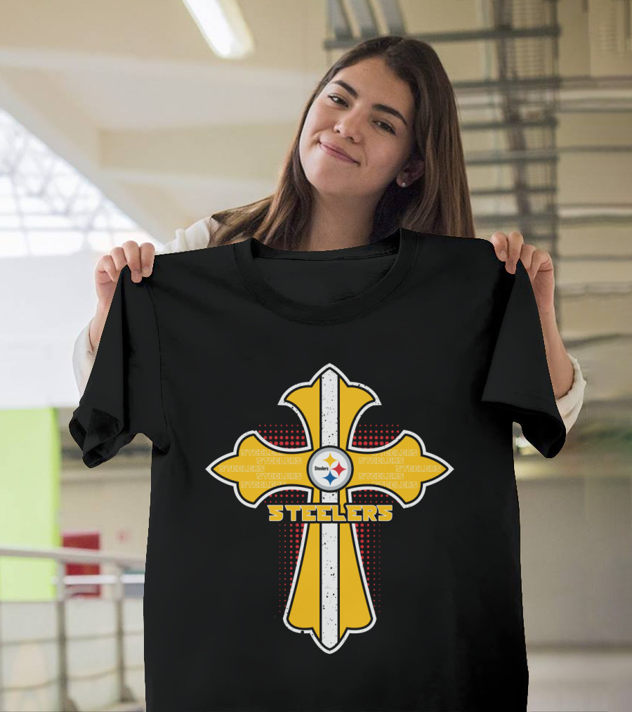 Pittsburgh Steelers Cross With Logo For Fans And Believers T-Shirt