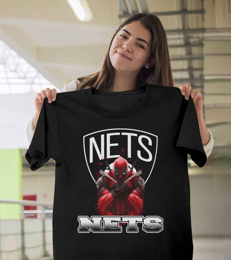 Brooklyn Nets Deadpool Crossover Fans Basketball And Comics T-Shirt