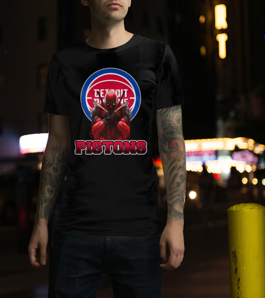 Detroit Pistons Deadpool Mashup Fan Merchandise T-Shirt