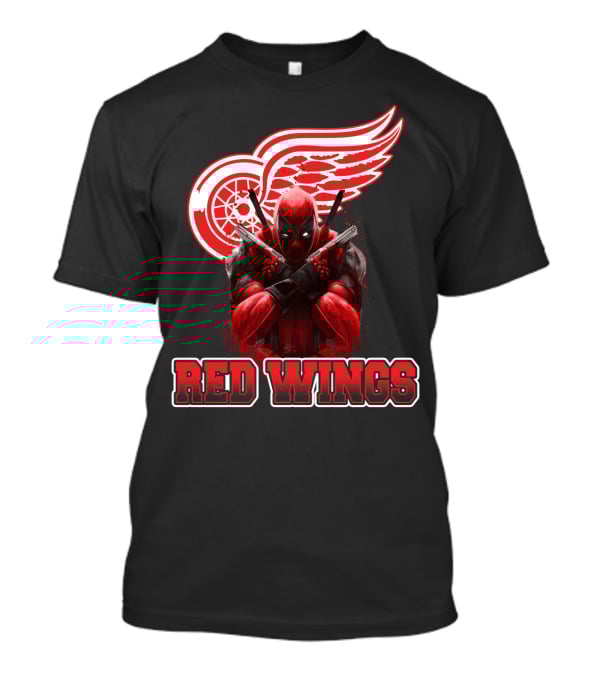 Detroit Red Wings Deadpool Fan Collaboration Crossover T-Shirt