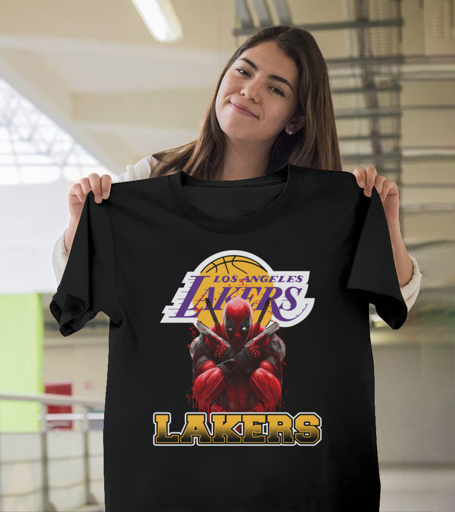 Deadpool In Los Angeles Lakers Colors With Logo Elements T-Shirt