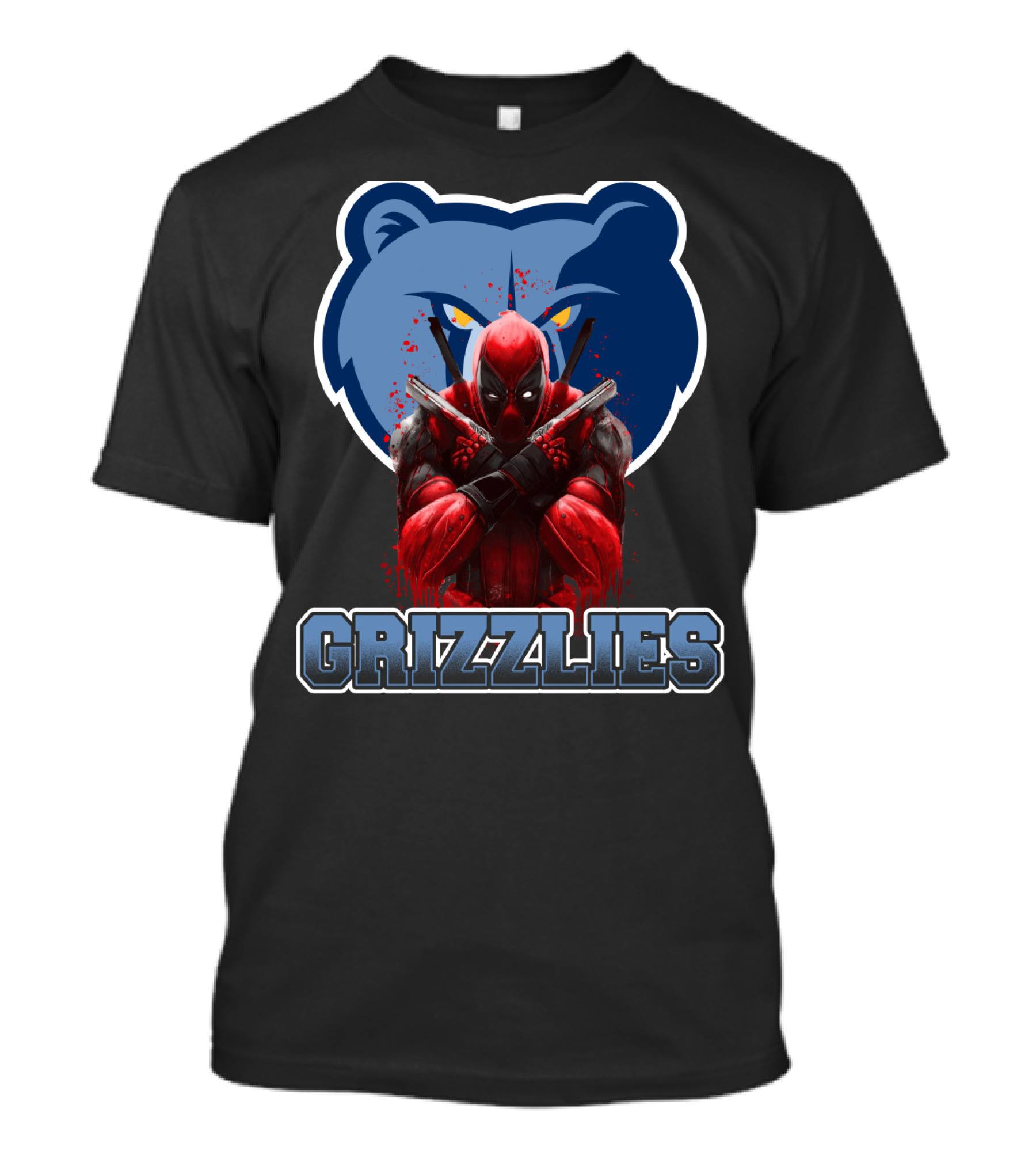 Grizzlies Deadpool Crossover Fans Tee Memphis Grizzlies Logo Mashup T-Shirt