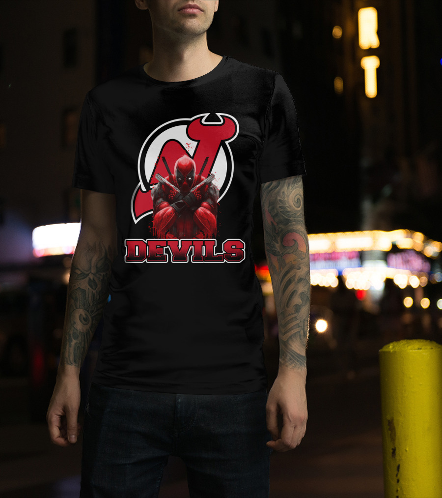 New Jersey Devils And Deadpool Crossover Fans Enthusiast Combo T-Shirt