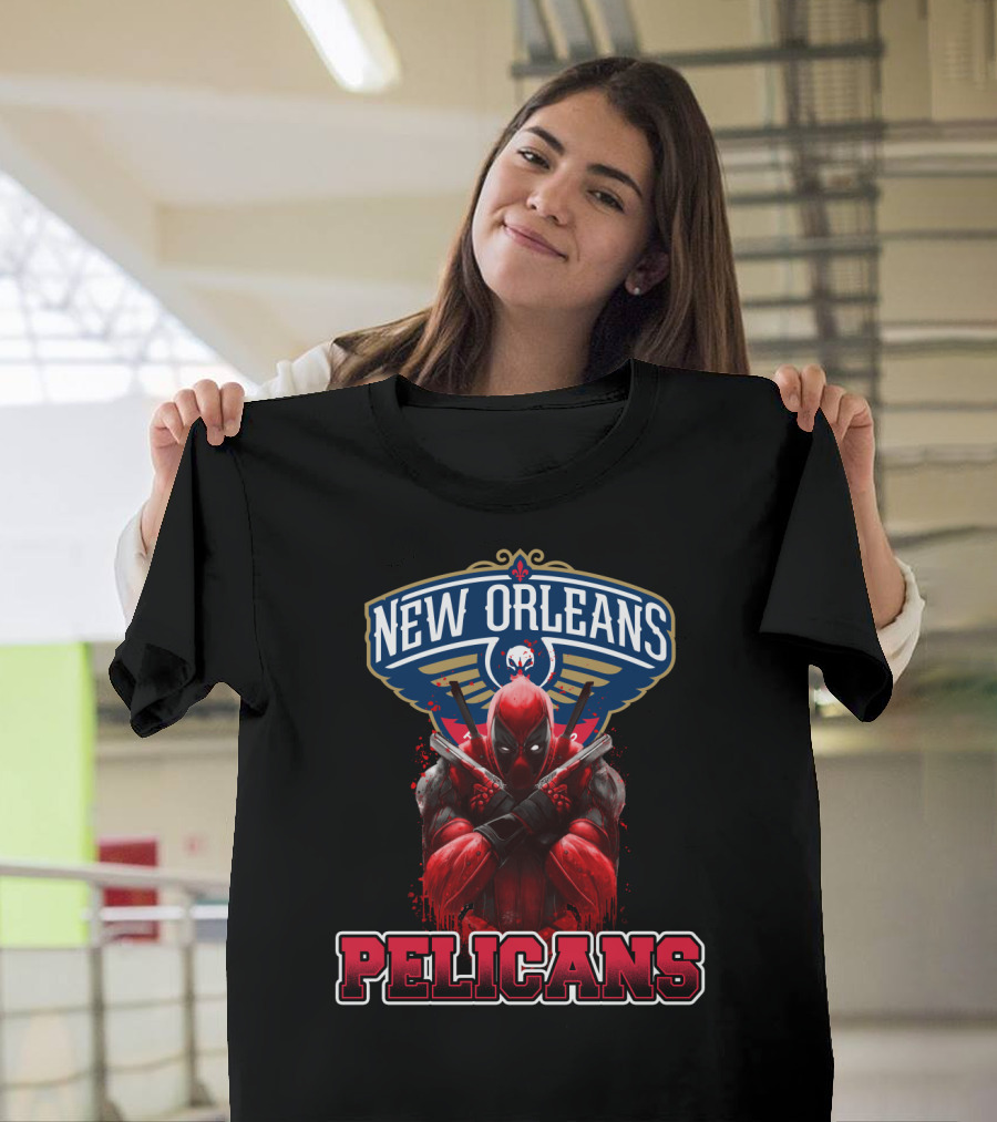 New Orleans Pelicans Deadpool Crossover Fans NBA Marvel Collaboration T-Shirt