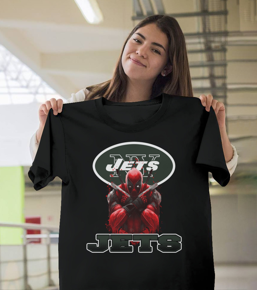 NY Jets Deadpool Crossover Fan Mashup T-Shirt