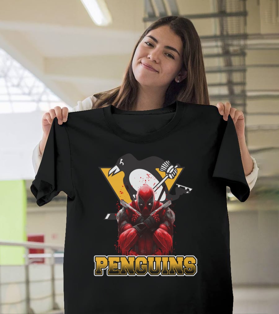 Penguins Deadpool Crossover Pittsburgh Hockey Fan Art Collaboration T-Shirt