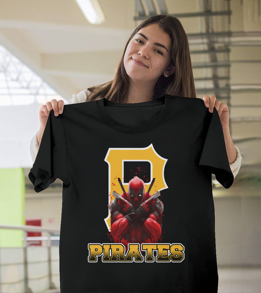 Pittsburgh Pirates Deadpool Crossover Fans Baseball Superhero Mashup T-Shirt
