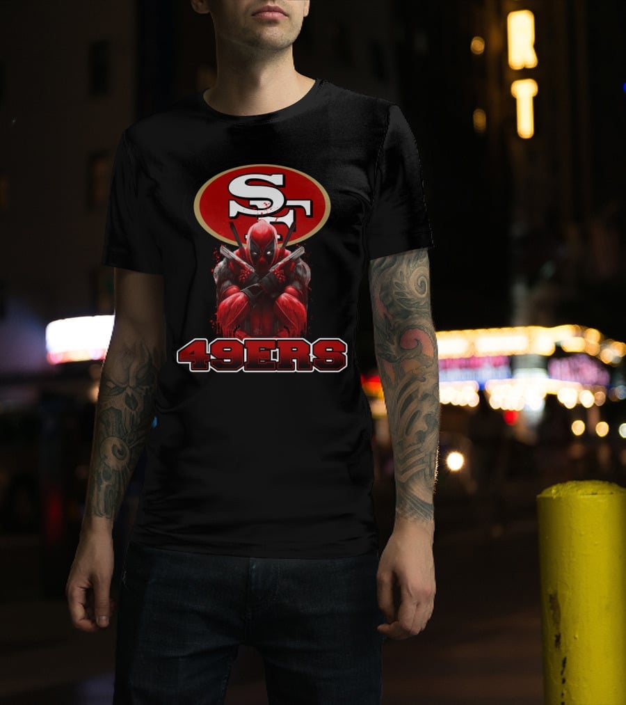 San Francisco 49ers NFL Logo And Deadpool Character Collaboration For Fans T-Shirt